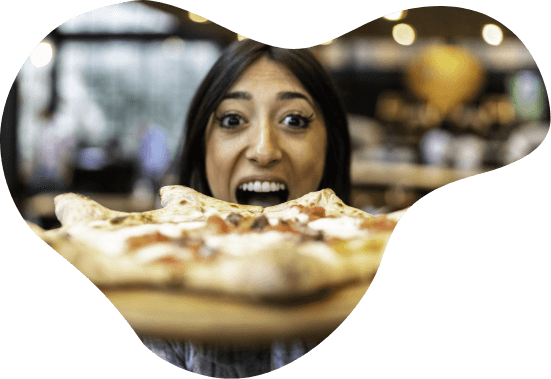 woman with pizza